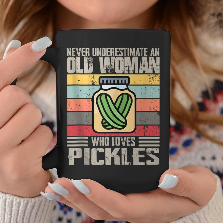 Vintage Never Underestimate An Old Woman Who Loves Pickles Coffee Mug Unique Gifts