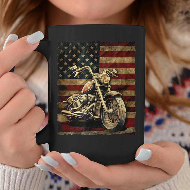 Vintage Usa Flag Motorcycle Retro Biker Mens Coffee Mug Unique Gifts