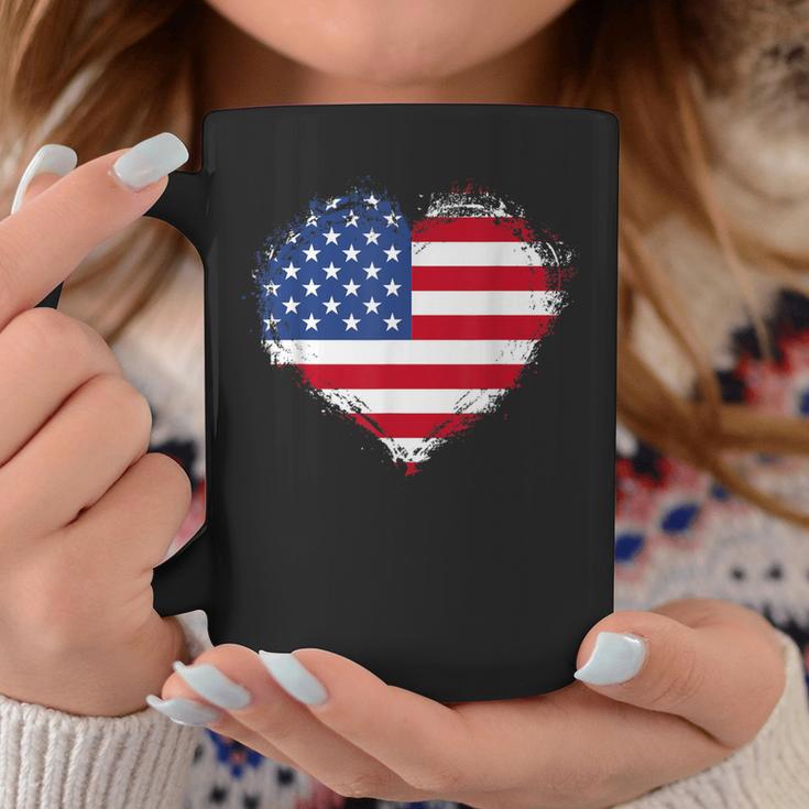 Vintage Usa Patriotic 4Th Of July Fourth American Flag Heart Coffee Mug Unique Gifts