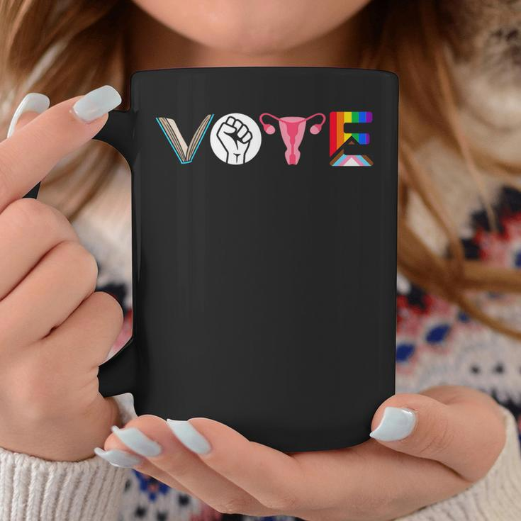 Vote Books Fist Ovaries Lgtbq Angry Uterus Coffee Mug Funny Gifts