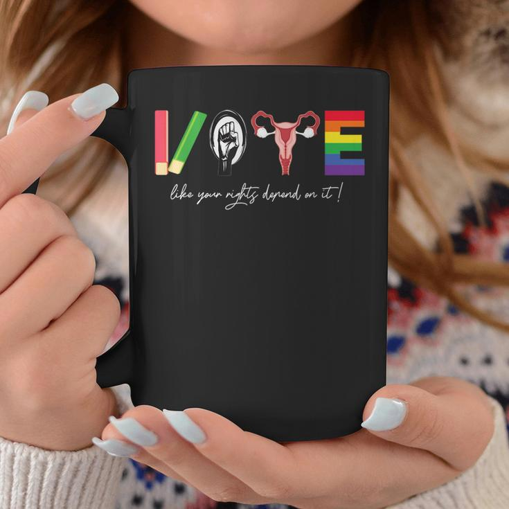Vote Books Fist Uterus Lgtbq Flag Retro Pro Choice Liberal Coffee Mug Unique Gifts