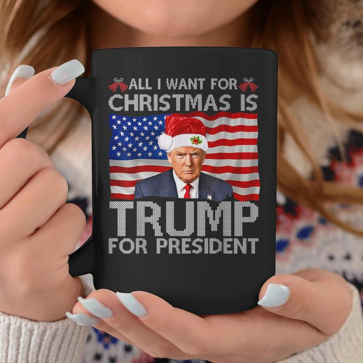 All I Want For Christmas Is Trump Back 2024 Ugly Sweater Coffee Mug Unique Gifts