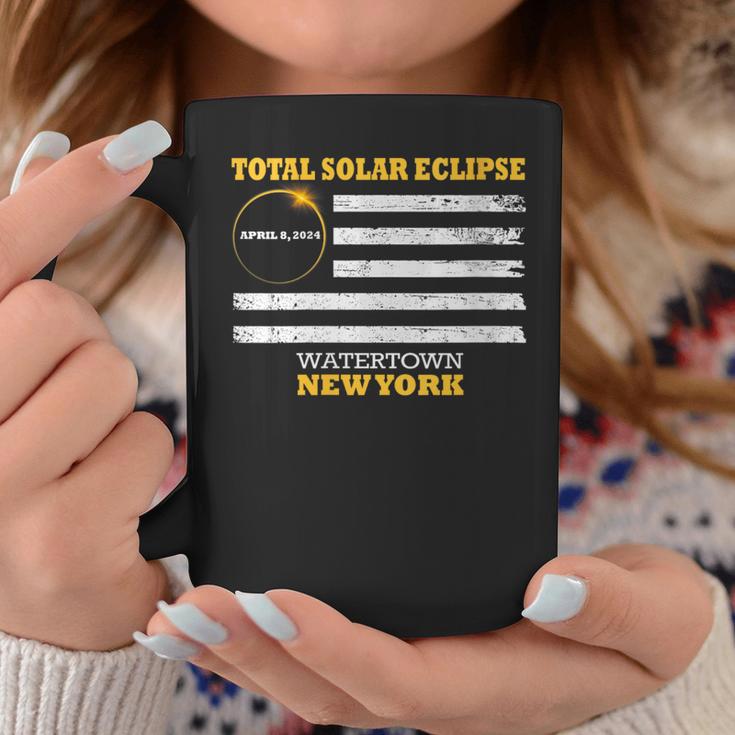 Watertown New York Solar Eclipse 2024 Us Flag Coffee Mug Unique Gifts