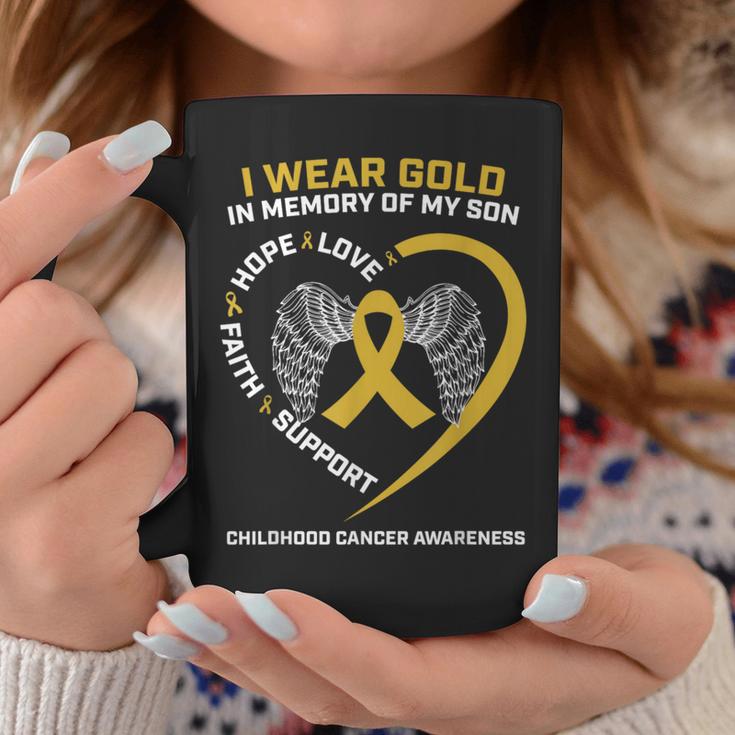 I Wear Gold In Memory Of My Son Childhood Cancer Awareness Coffee Mug Unique Gifts