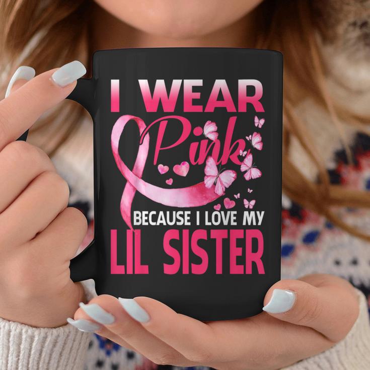 I Wear Pink For My Lil Sister Breast Cancer Awareness Coffee Mug Unique Gifts