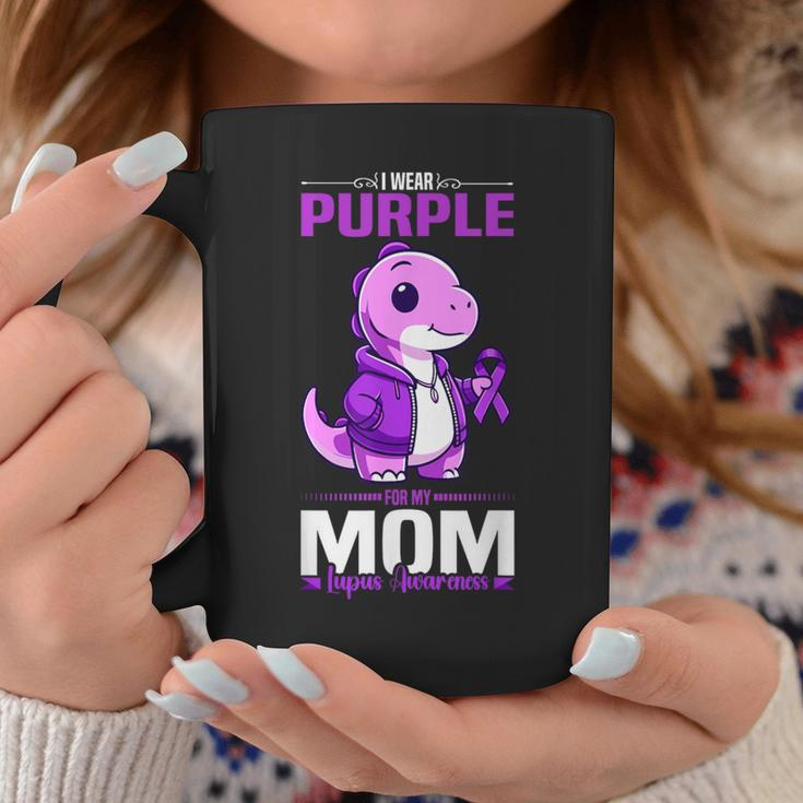 I Wear Purple For My Mom Lupus Awareness Dinosaur Coffee Mug Unique Gifts