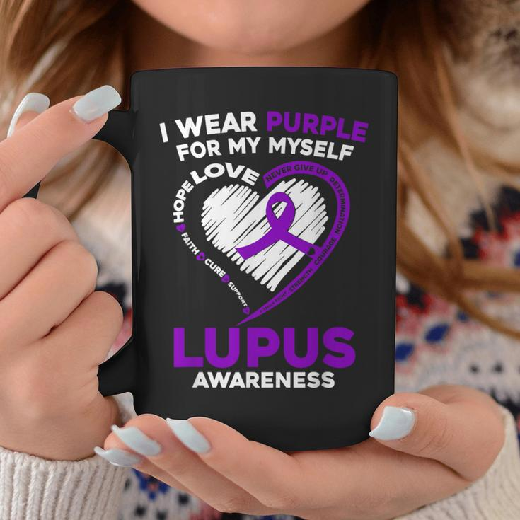 I Wear Purple For Myself Lupus Awareness Purple Ribbon Coffee Mug Unique Gifts