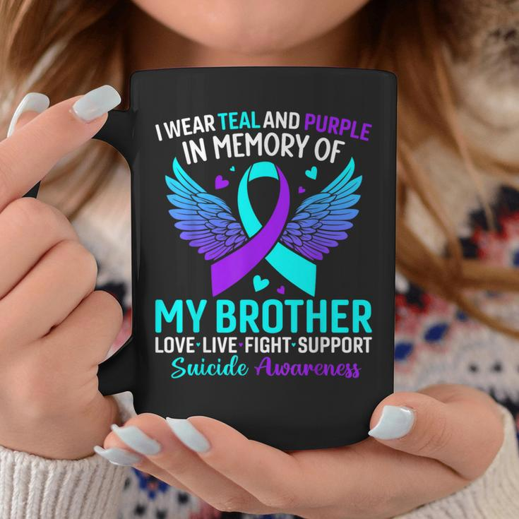 I Wear Teal And Purple For My Brother Suicide Prevention Coffee Mug Personalized Gifts