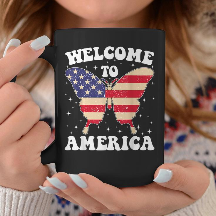 Welcome To America Patriotic Butterfly New American Citizen Coffee Mug Unique Gifts
