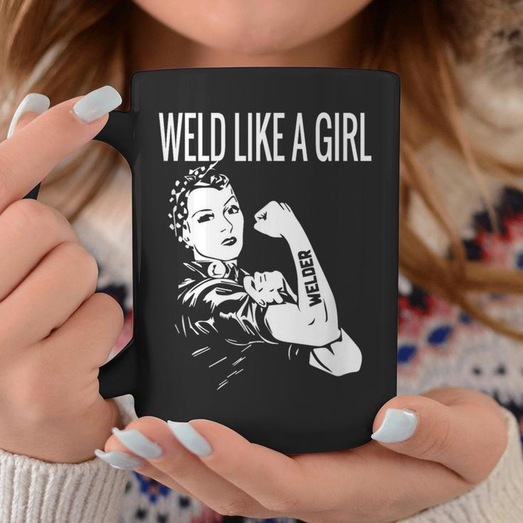 Weld Like A Girl Welder Woman Welding Wife Metal Coffee Mug Funny Gifts