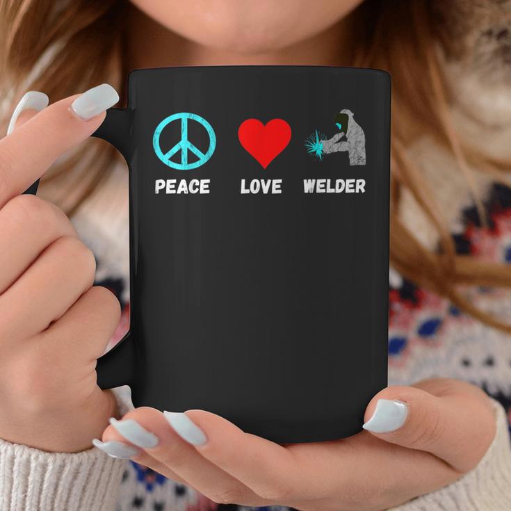 Welder Peace Love Welding Helmet Slworker Metal Workers Coffee Mug Unique Gifts