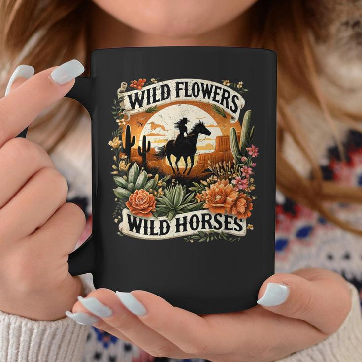 Wild Flowers Wild Horses Southern Cowgirl Riding Horse Coffee Mug Unique Gifts