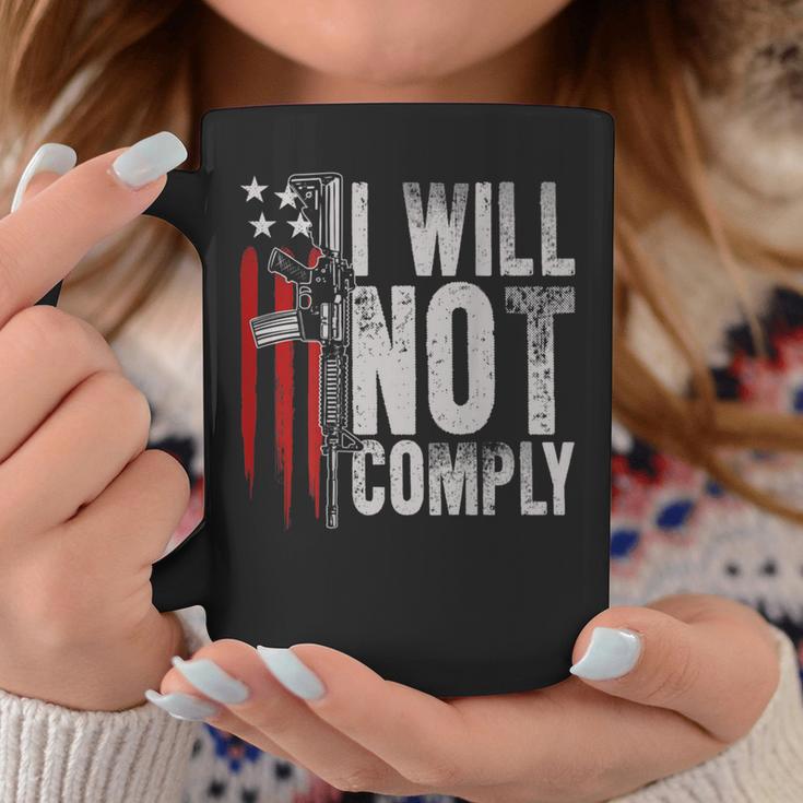 I Will Not Comply Ar-15 American Flag Gun Rights On Back Coffee Mug Unique Gifts