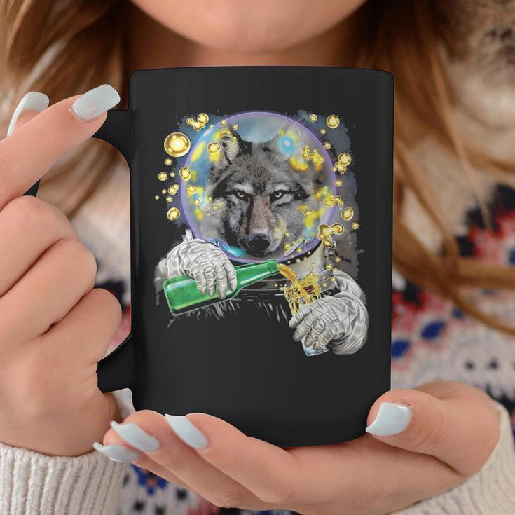 Wolf As Astronaut In Space Enjoying Drink Coffee Mug Unique Gifts