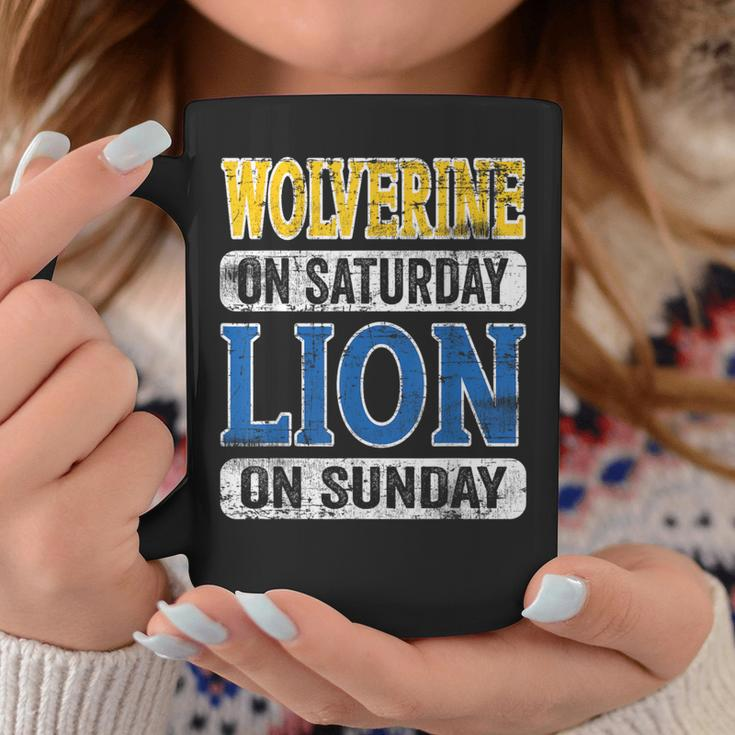 Wolverine On Saturday Lion On Sunday Detroit Coffee Mug Unique Gifts