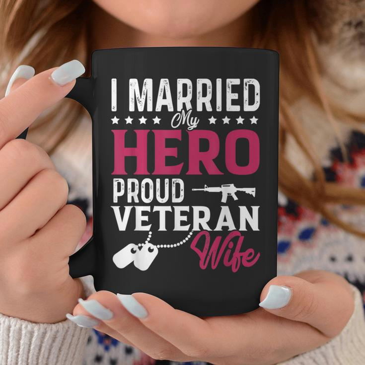 Womans I Married My Hero Proud Veteran Wife Veteran's Day Coffee Mug Funny Gifts