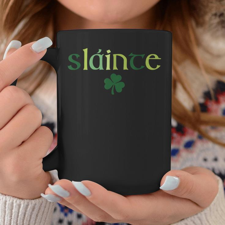 Women's Slainte St Patrick's Day Irish Clover Lucky Vibes Coffee Mug Unique Gifts