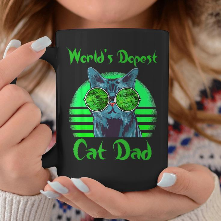 World's Dopest Cat Dad Cat Dad Weed Stoner Marijuana Coffee Mug Unique Gifts