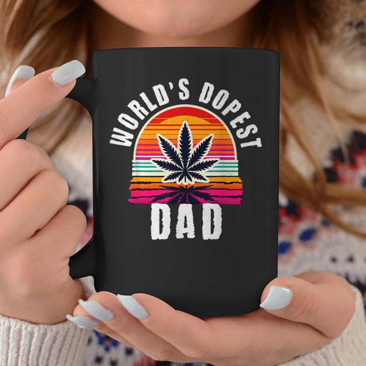 World's Dopest Dad For Father's Day Retro Sunset Weed Men Coffee Mug Unique Gifts