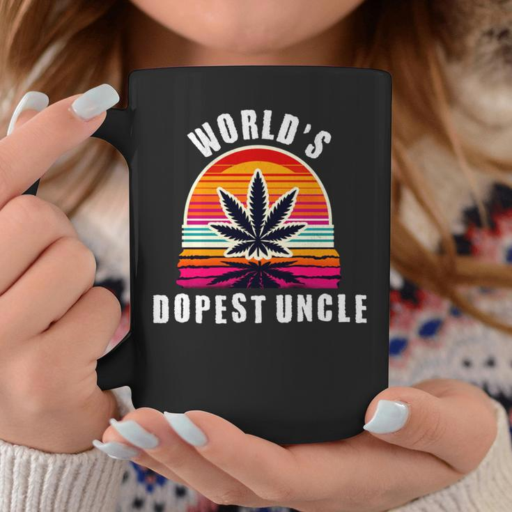 World's Dopest Uncle For Father's Day Retro Sunset Weed Men Coffee Mug Unique Gifts