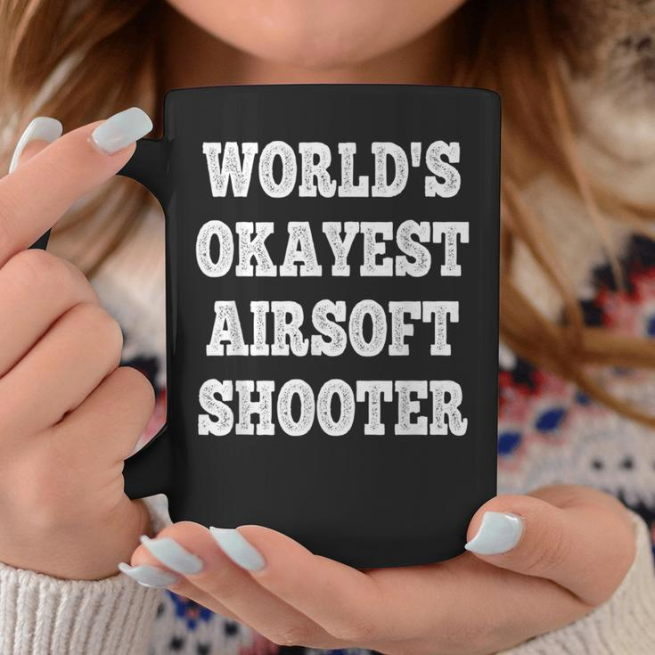 World's Okayest Airsoft Shooter Quote Coffee Mug Unique Gifts