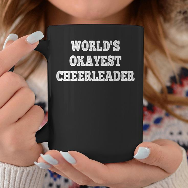 World's Okayest Cheerleader Quote Coffee Mug Unique Gifts