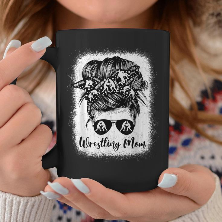 Wrestling Mom Messy Bun Wrestle Wrestler Mother's Day Coffee Mug Personalized Gifts