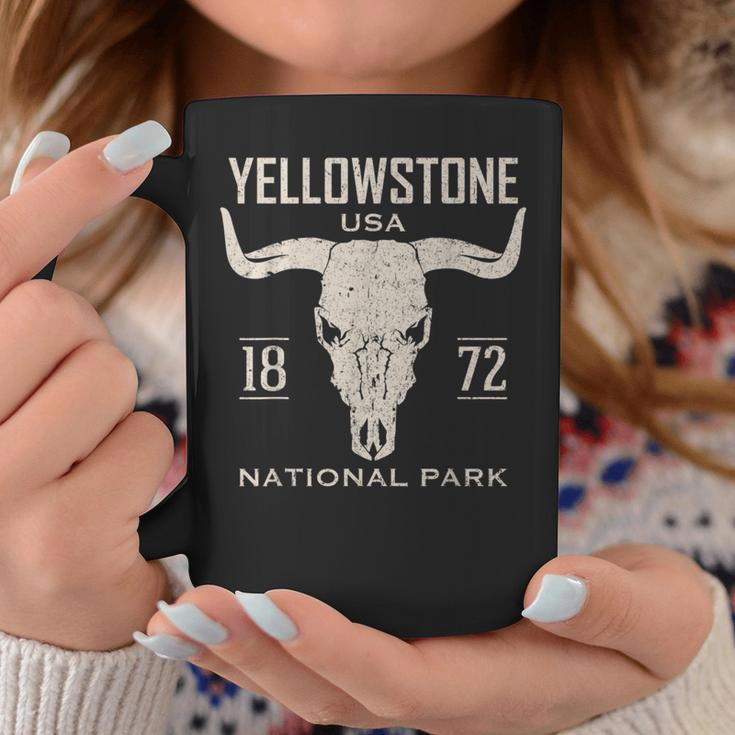 Yellowstone National Park Bison Skull Buffalo Vintage Coffee Mug Unique Gifts