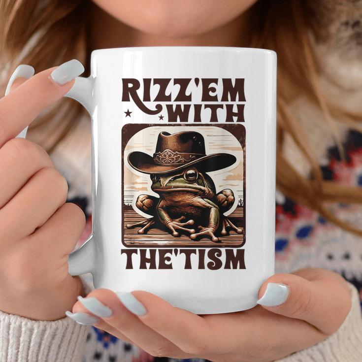 Autism Rizz Em With The Tism Meme Autistic Frog Cowboy Coffee Mug | Mazezy