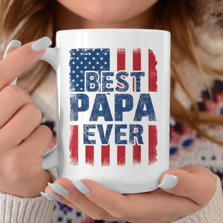 Best Papa Ever Us American Flag For Father's Day Men Coffee Mug Funny Gifts