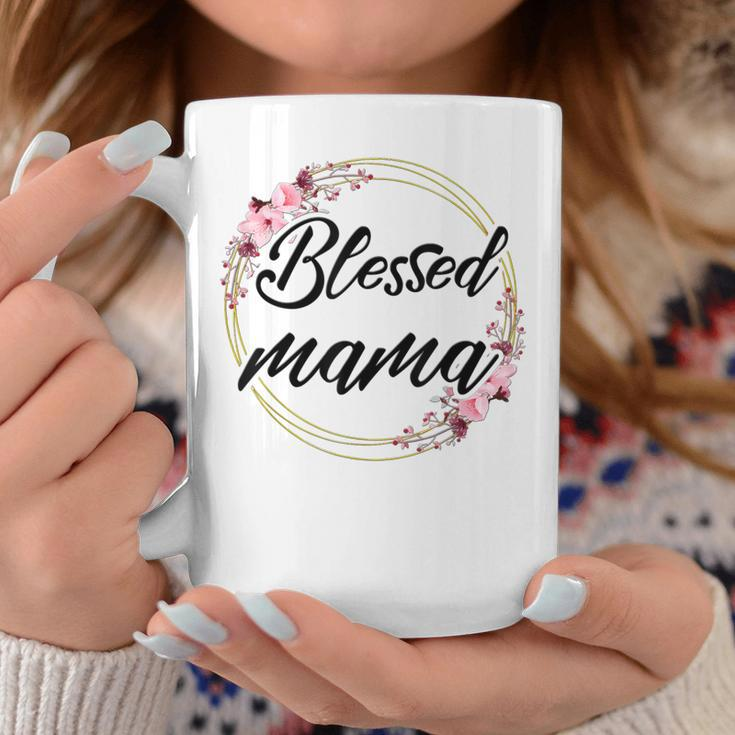 Blessed Mama Floral Wreath Roses Mother's Day Lover Coffee Mug Unique Gifts