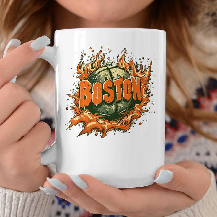 Boston Basketball On Fire Fan Coffee Mug Funny Gifts