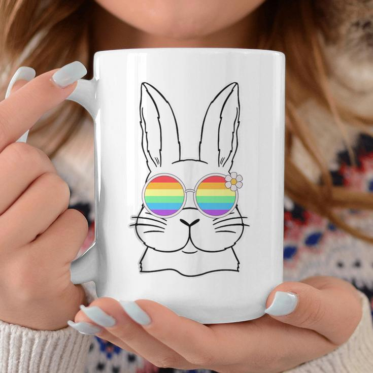 Bunny Gay Pride Lgbtq Bunny Rainbow Sunglasses Happy Easter Coffee Mug Unique Gifts