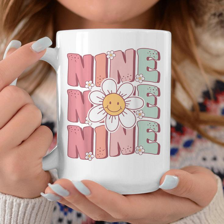 Cute Groovy 9Th Birthday Party Daisy Flower Nine Year Old Coffee Mug Personalized Gifts