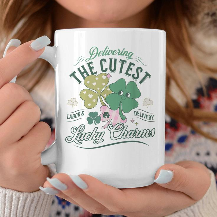 Delivering The Cutest Lucky Charms Labor Delivery St Patrick Coffee Mug Funny Gifts