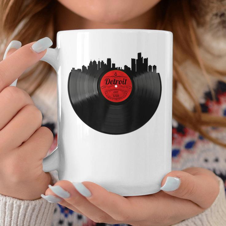 Detroit Vintage Michigan Skyline Vinyl Record Coffee Mug Unique Gifts