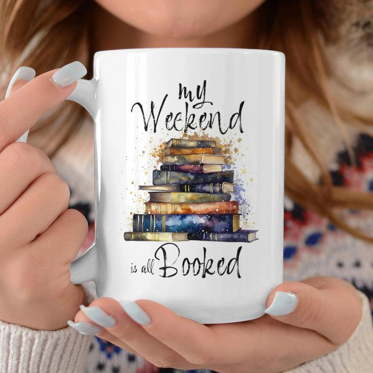 Distressed Quote My Weekend Is All Booked Reading Books Coffee Mug Funny Gifts