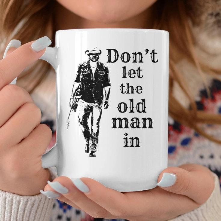 Don't Let The Old Man In Vintage Man Walking With A Guitar Coffee Mug Unique Gifts