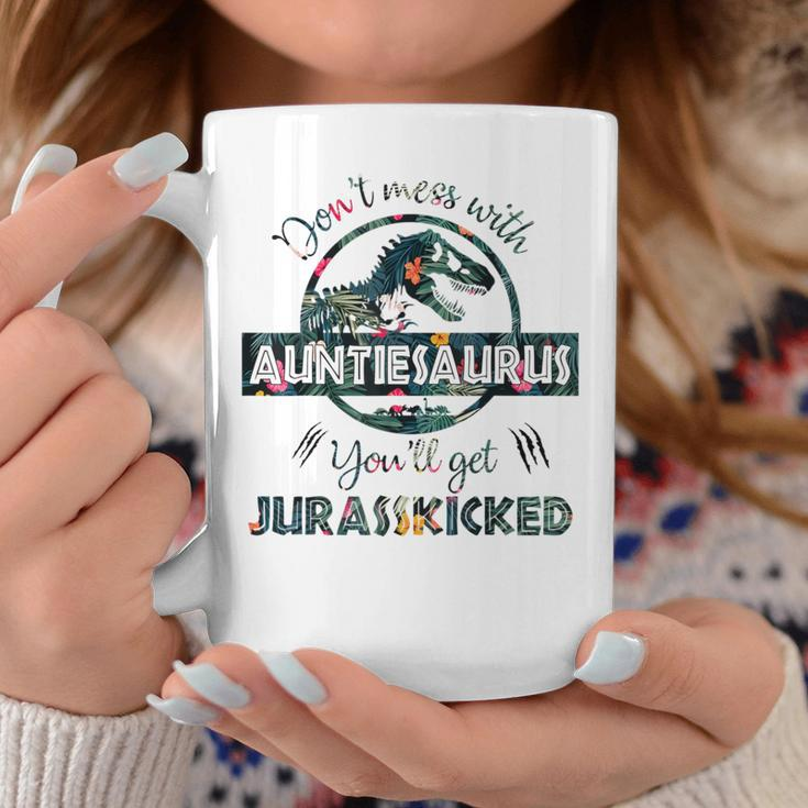 Don't Mess With Auntiesaurus You'll Get Jurasskicked Floral Coffee Mug Unique Gifts