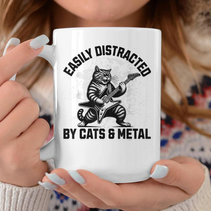 Easily Distracted By Cats And Metal Heavy Metalhead Coffee Mug Unique Gifts