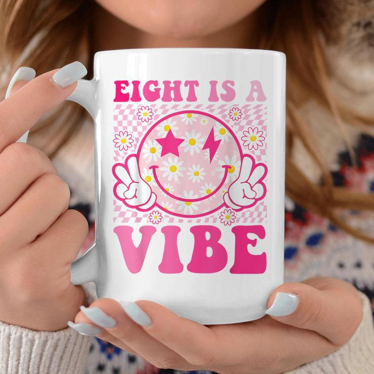 Eight Is A Vibe 8Th Birthday Groovy 8 Years Old Smile Face Coffee Mug Funny Gifts