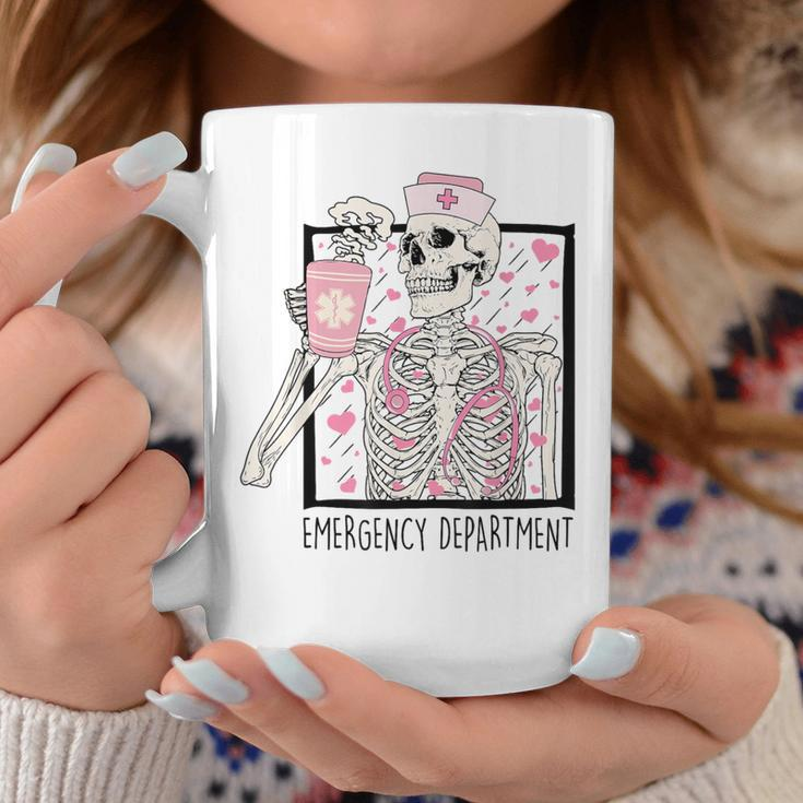 Emergency Department Valentines Day Skeleton Drinking Coffee Coffee Mug Funny Gifts