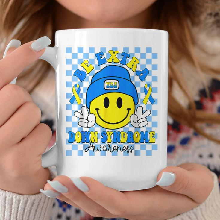 Be Extra Yellow And Blue Smile Face Down Syndrome Awareness Coffee Mug Unique Gifts