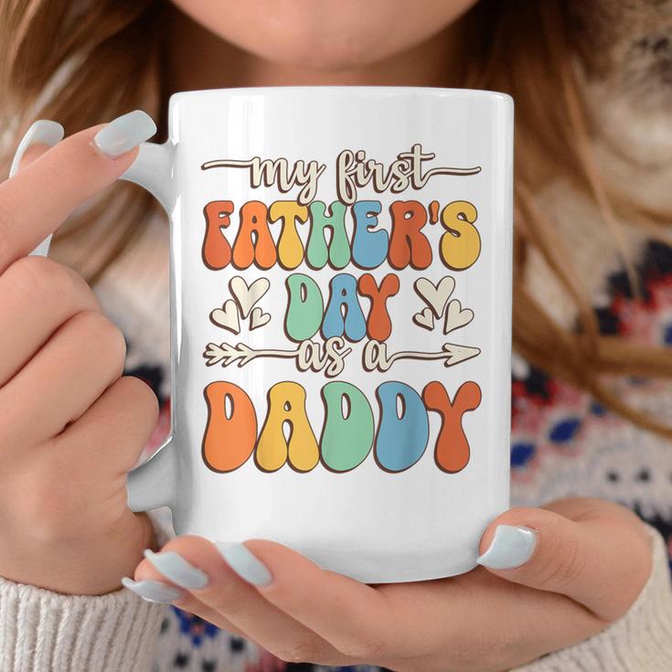 My First Father's Day As A Daddy Retro Groovy Father's Day Coffee Mug Unique Gifts