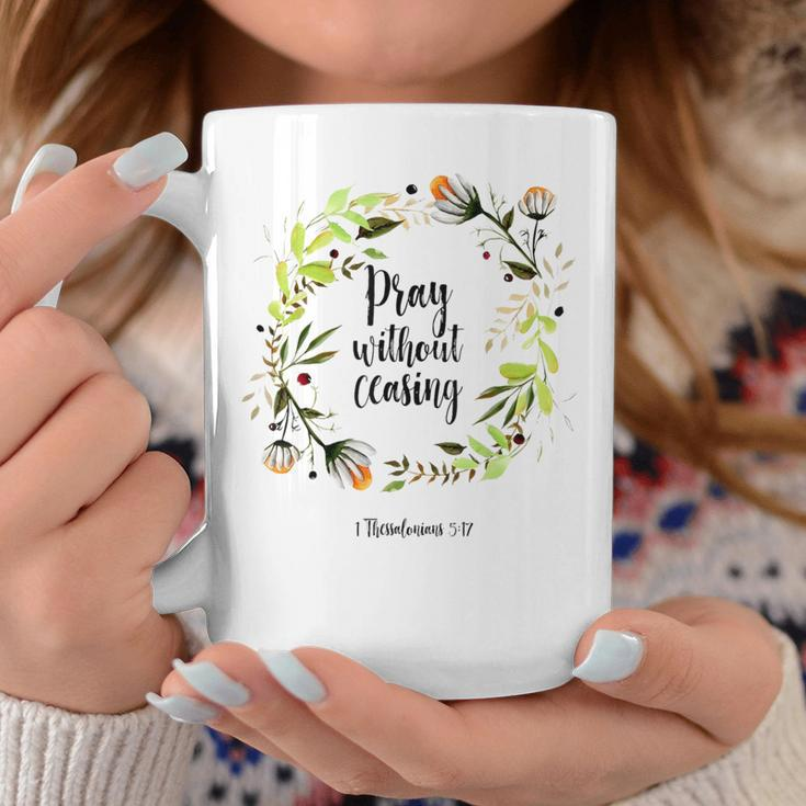 Floral Christian Pray Without Ceasing Bible Verse Motivation Coffee Mug Unique Gifts