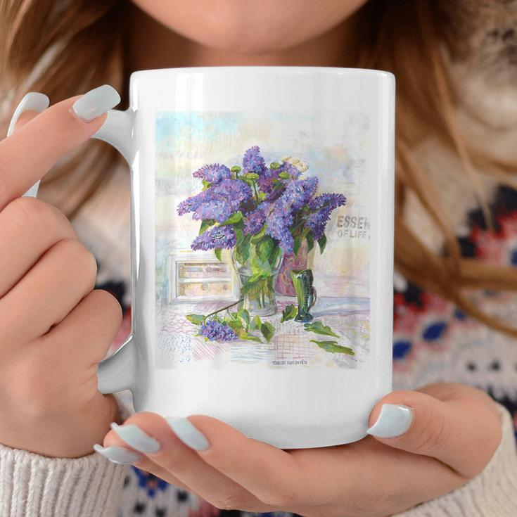 Flowers Lilac Floral Bouquet Essence Of Life Colored Vintage Coffee Mug Unique Gifts