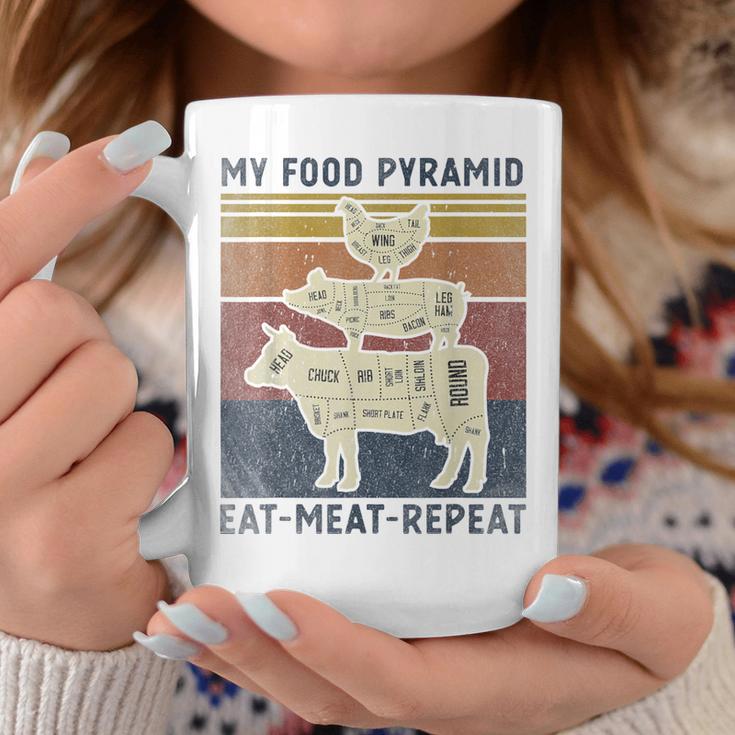 My Food Pyramid Eat Meat Repeat Retro Vintage Bbq Joke Coffee Mug Unique Gifts