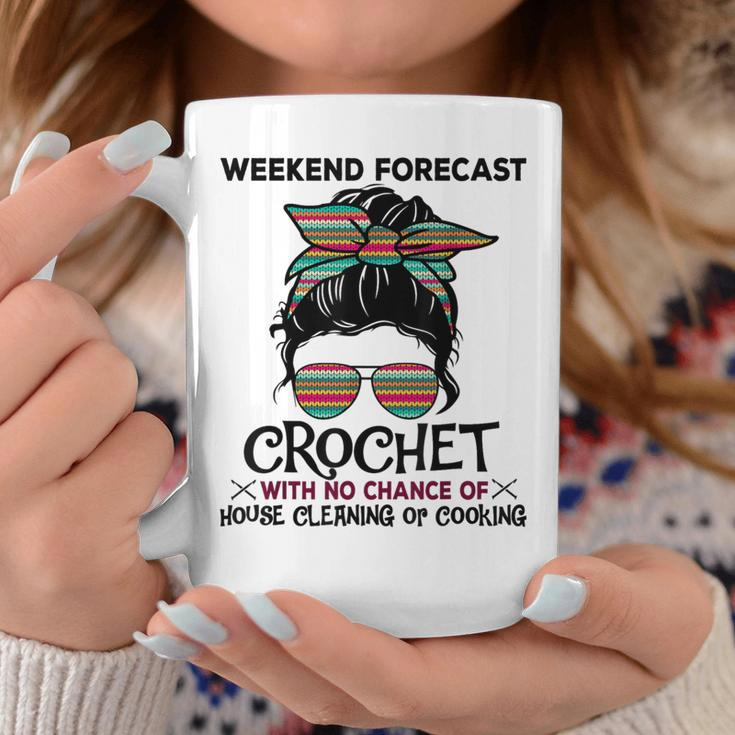 Weekend Forecast Crochet Crocheting Colorful Pattern Coffee Mug Unique Gifts