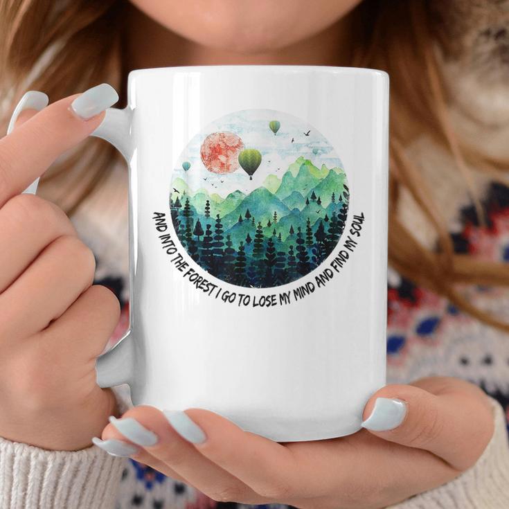 Into The Forest I Go To Lose My Mind Hot Air Balloon Aviator Coffee Mug Unique Gifts