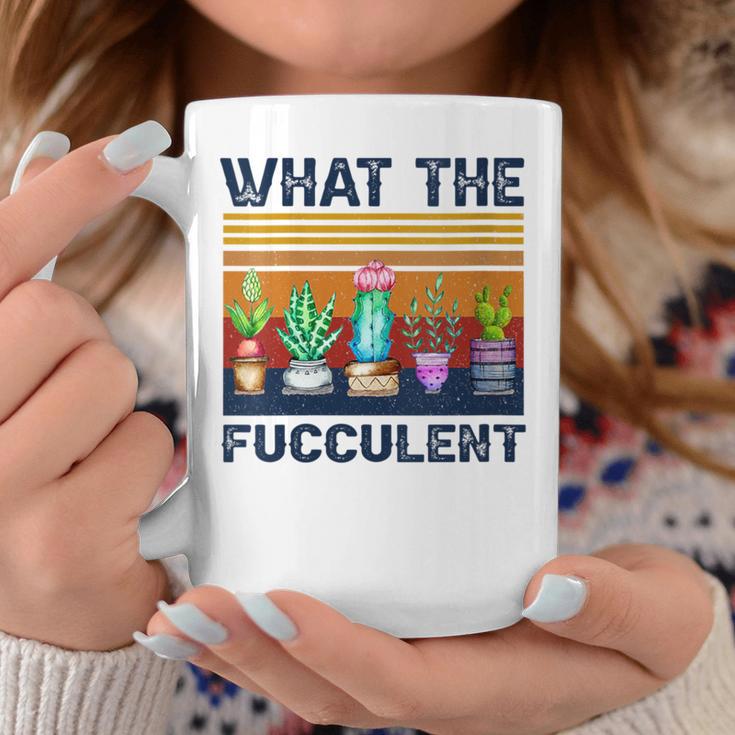 What The Fucculent Cactus Succulents Gardening Retro Vintage Coffee Mug Unique Gifts